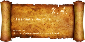 Kleinman Ambrus névjegykártya